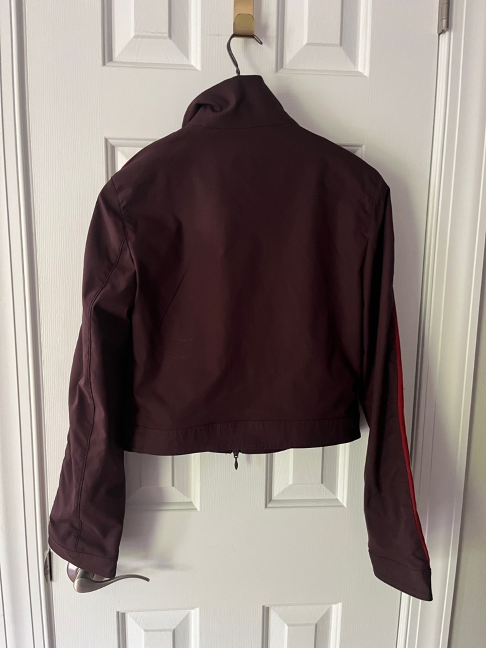 Zara Burgundy Bomber Jacket with Red and Cream Stripes - Picture 5 of 5